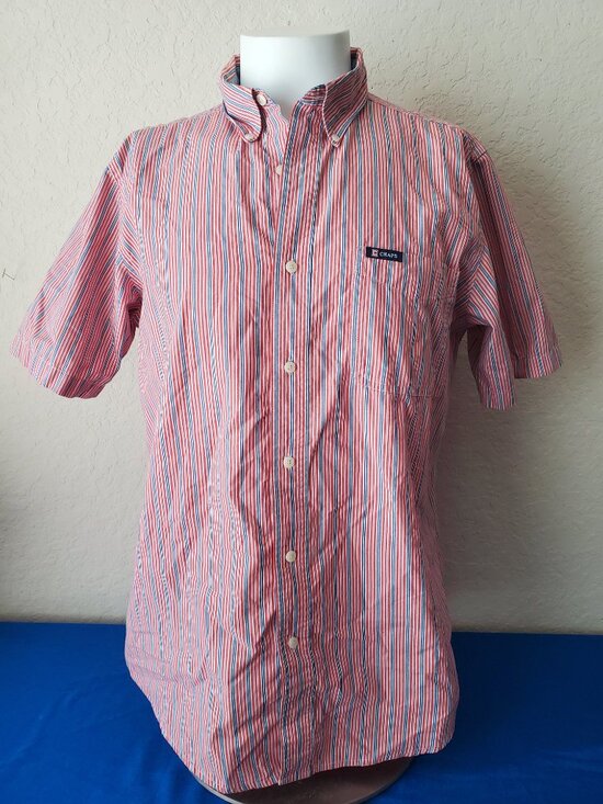 Chaps Other - Chaps Easy Care Striped Button Down Shirt Men's Medium Red Blue
